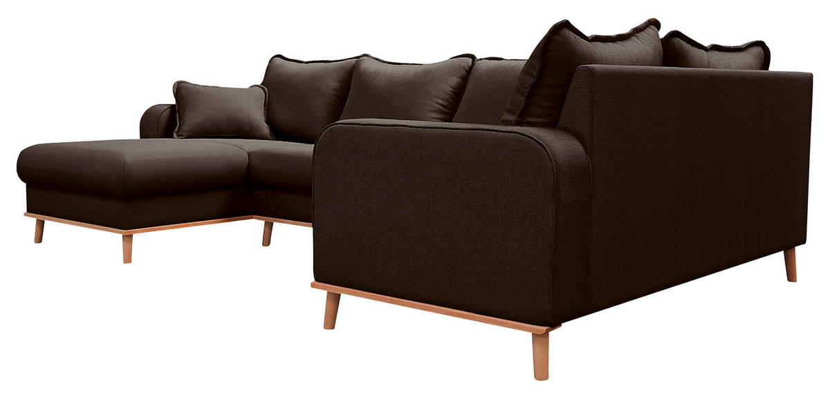 WOHNLANDSCHAFT Dunkelbraun  - Wengefarben/Dunkelbraun, Design, Holz/Textil (170/296/167cm) - Livetastic