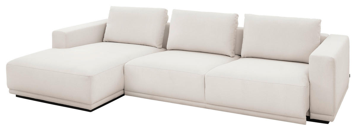 ECKSOFA Ottomane links, Eckteil  Weiß Chenille  - Schwarz/Weiß, Design, Kunststoff/Textil (166/316cm) - Musterring