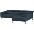 ECKSOFA in Webstoff Blau  280/205 cm  - Blau/Schwarz, Design, Textil/Metall (280/205cm) - Xora