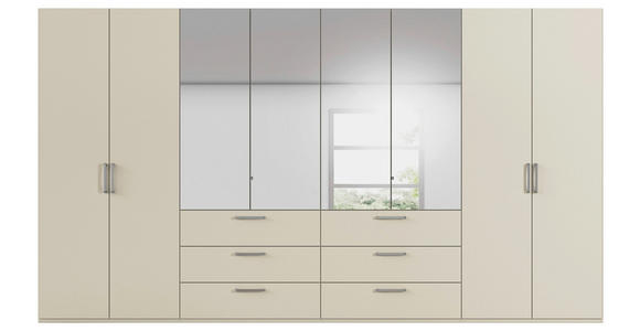 DREHTÜRENSCHRANK 400/223/61 cm,  in Champagner, 8-türig  - Chromfarben/Edelstahlfarben, Basics, Glas/Holzwerkstoff (400/223/61cm) - Novel