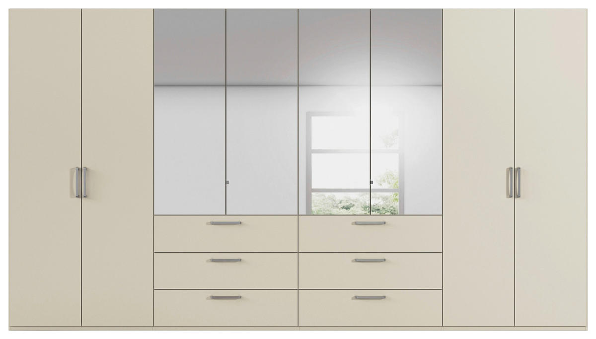 DREHTÜRENSCHRANK 400/235/61 cm,  in Champagner, 8-türig  - Chromfarben/Edelstahlfarben, Basics, Glas/Holzwerkstoff (400/235/61cm) - Novel