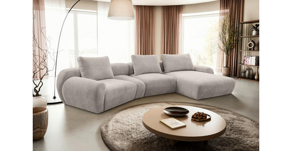 ECKSOFA Hellgrau Chenille Rückenkissen, Rücken echt  - Hellgrau/Schwarz, KONVENTIONELL, Kunststoff/Textil (362/176cm) - Carryhome