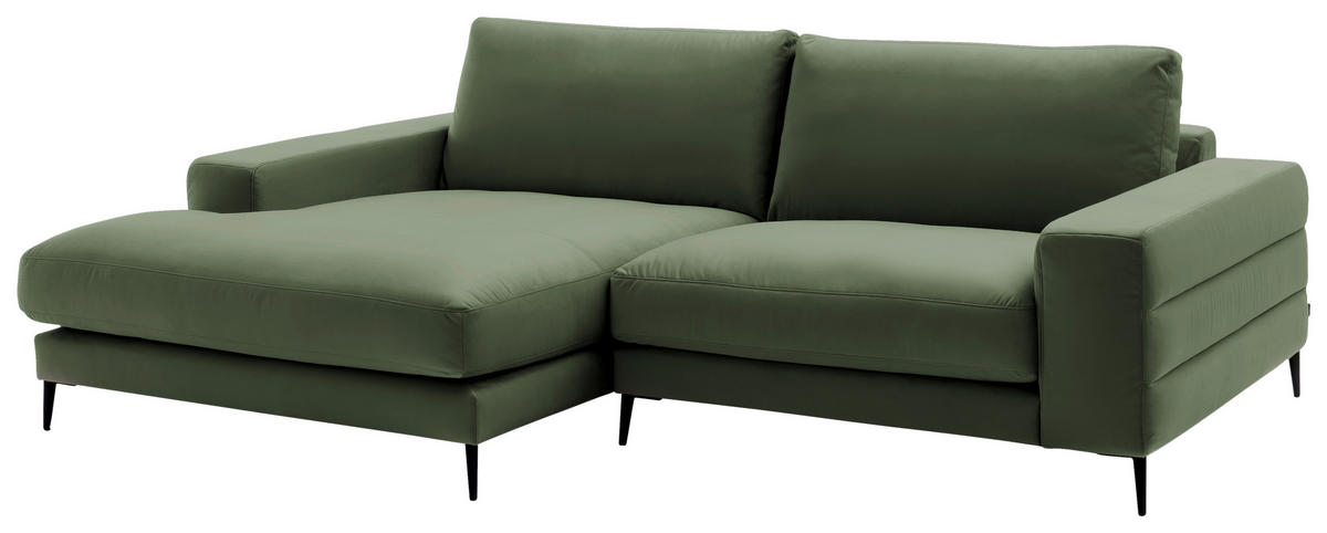 ECKSOFA Velours Grün  - Schwarz/Grün, Design, Textil/Metall (177/253cm) - Dieter Knoll