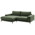 ECKSOFA  in Velours Grün Rücken echt  177/253 cm  - Schwarz/Grün, Design, Textil/Metall (177/253cm) - Dieter Knoll
