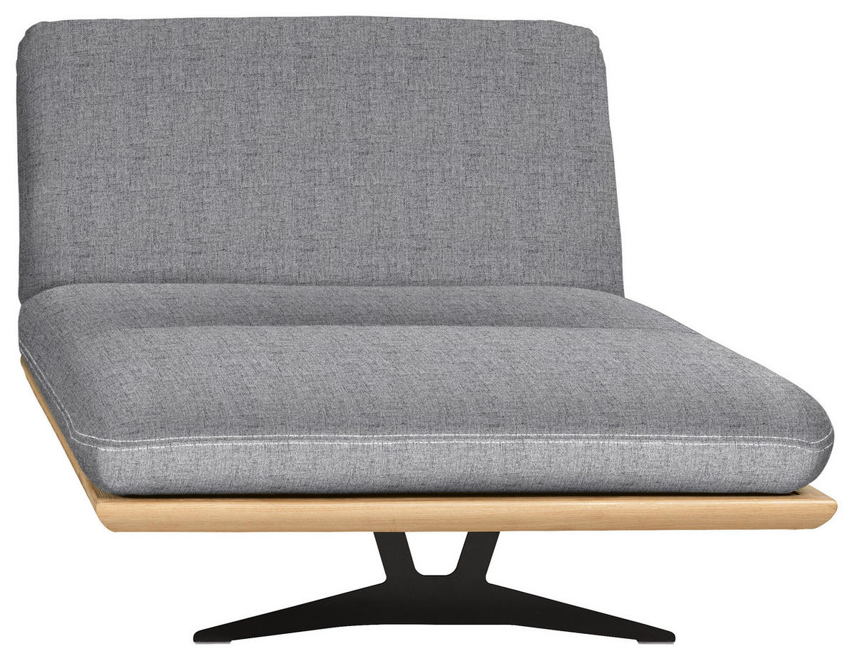 OTTOMANE Webstoff Eichefarben, Hellgrau  - Eichefarben/Beige, Design, Holz/Textil (114/92/165cm) - Dieter Knoll
