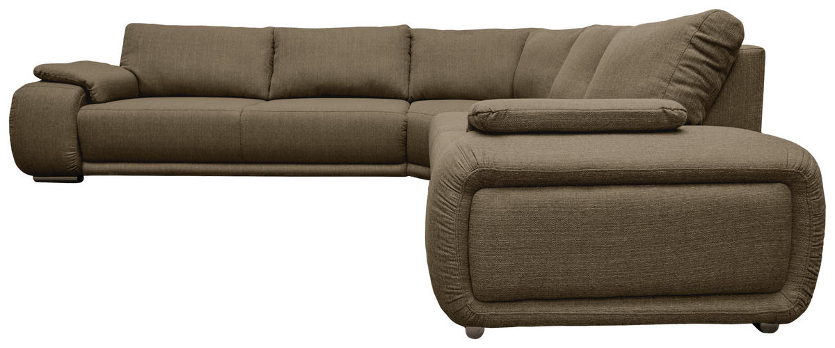 ECKSOFA Braun Struktur  - Chromfarben/Braun, KONVENTIONELL, Textil/Metall (280/310cm) - Carryhome