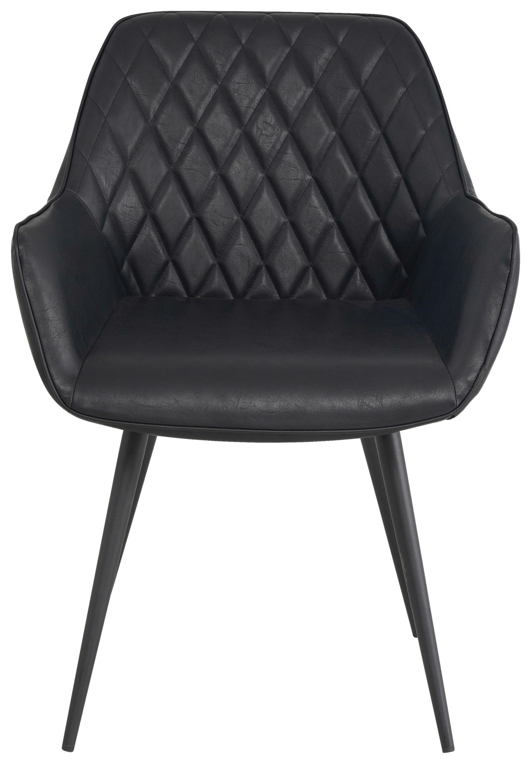 STUHL-SET 2 Stück  in Aluminium Lederlook  - Schwarz, KONVENTIONELL, Textil/Metall (62/83/60cm) - MID.YOU