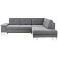 ECKSOFA in Webstoff Anthrazit  - Chromfarben/Anthrazit, Design, Textil/Metall (296/229cm) - Novel