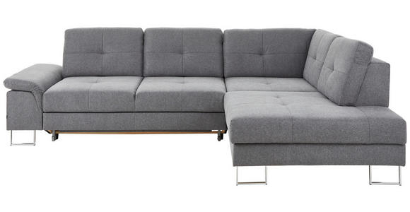 ECKSOFA in Webstoff Anthrazit  - Chromfarben/Anthrazit, Design, Textil/Metall (296/229cm) - Novel