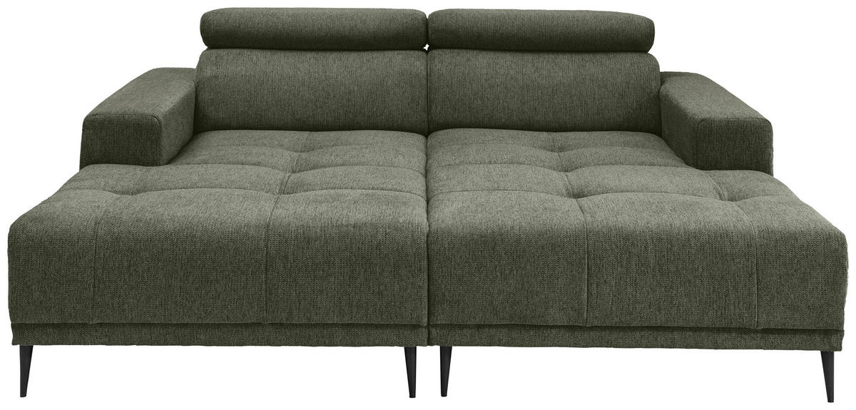 ECKSOFA in Chenille Dunkelgrün  - Dunkelgrün/Schwarz, Konventionell, Textil/Metall (200/188cm) - Livetastic