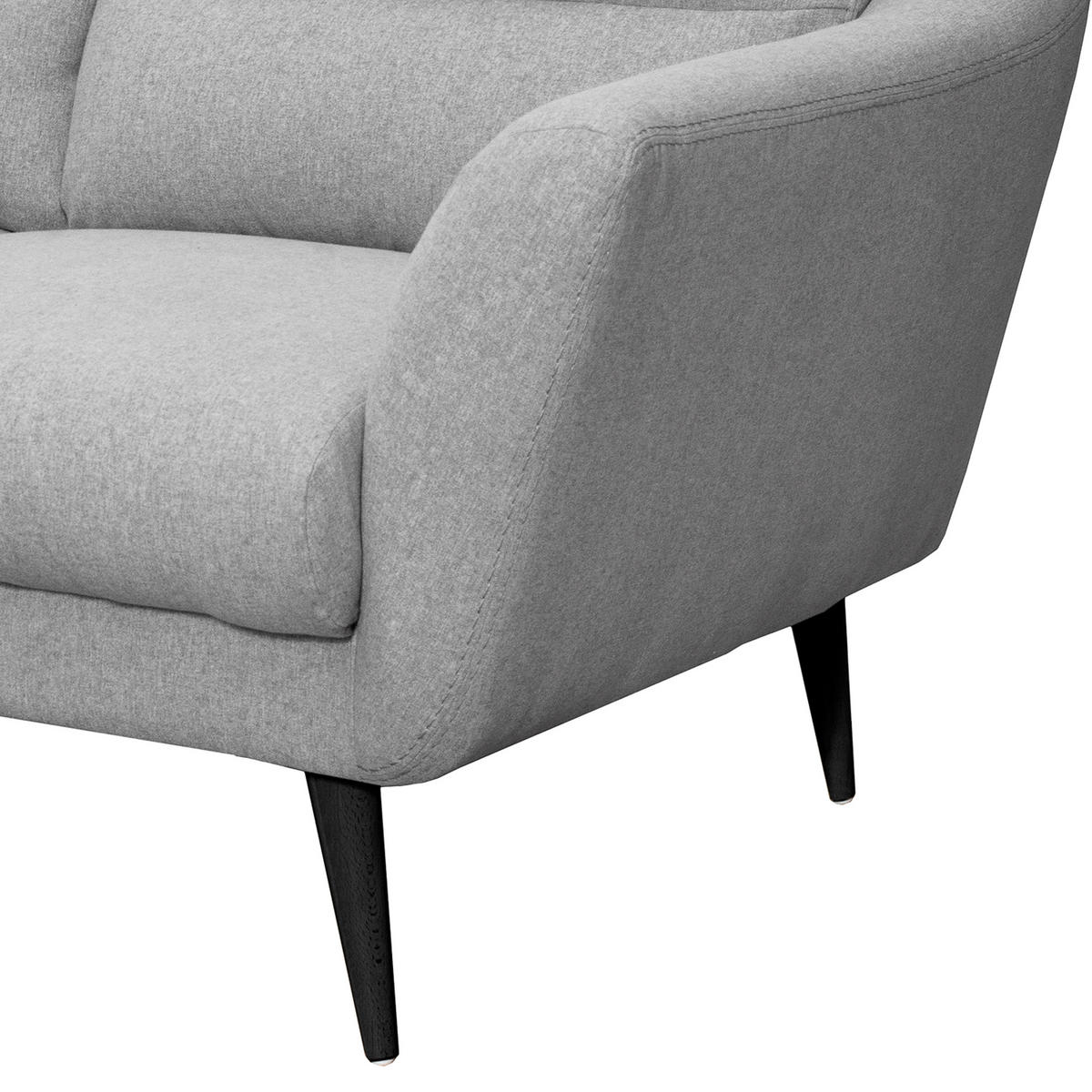 2-SITZER-SOFA in Webstoff Hellgrau  - Hellgrau/Schwarz, Design, Holz/Textil (158/87/88cm) - Livetastic