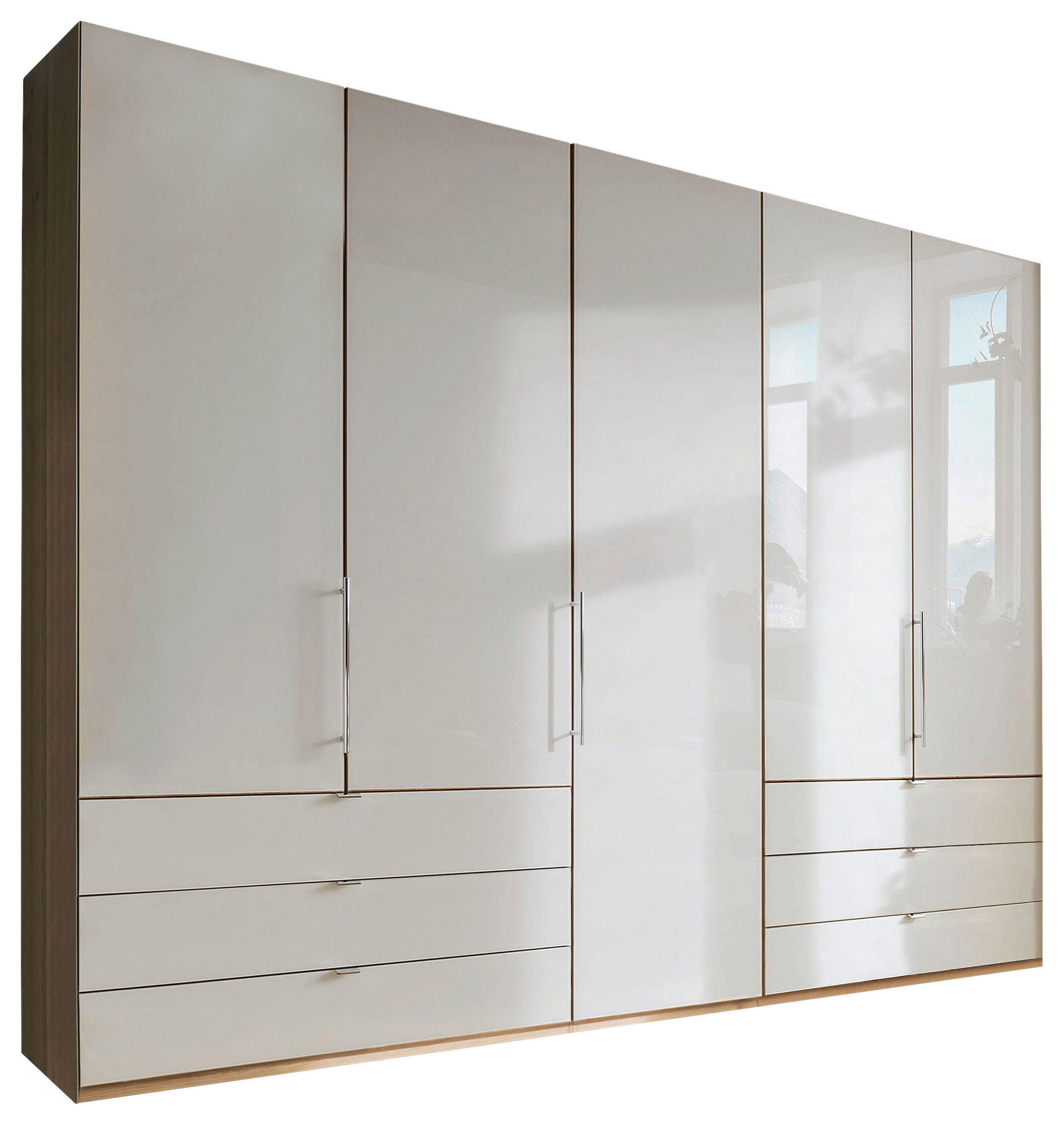 FALTTÜRENSCHRANK in Eichefarben, Champagner  - Chromfarben/Champagner, Konventionell, Glas/Holzwerkstoff (250/216/58cm) - Venda