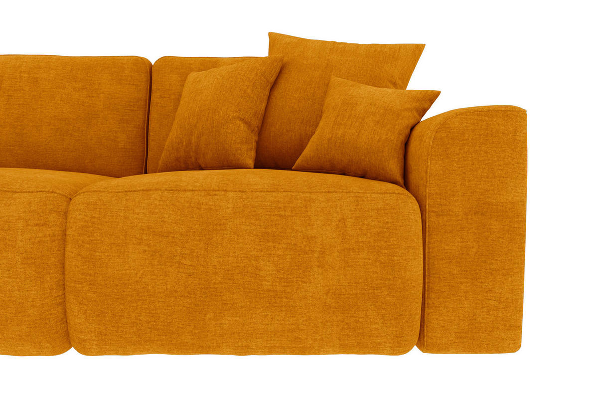 ECKSOFA in Samt Gelb  195/293 cm  - Chromfarben/Gelb, KONVENTIONELL, Kunststoff/Textil (195/293cm) - Carryhome