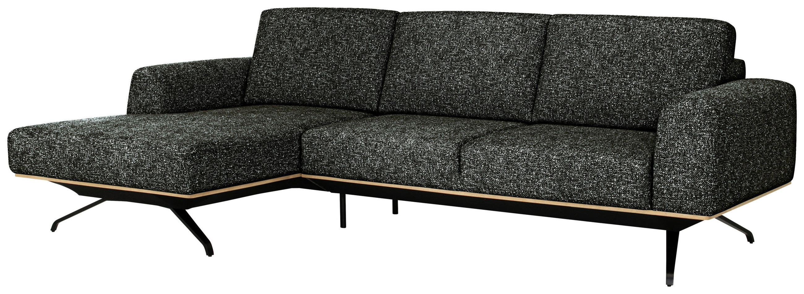 ECKSOFA Waldgrün Struktur  - Waldgrün/Schwarz, Design, Textil/Metall (157/262cm) - Novel