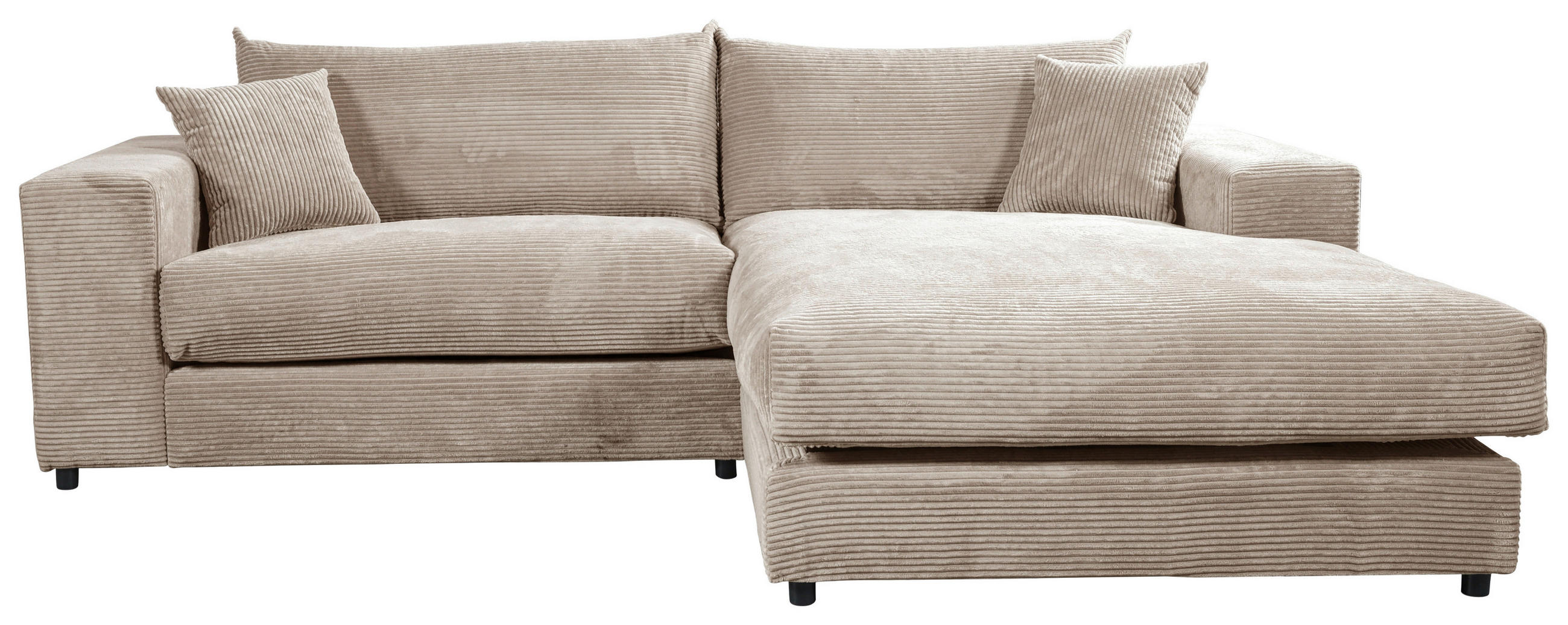 ECKSOFA FUNNY S Hellbraun Cord, Velours  - Hellbraun/Schwarz, Basics, Kunststoff/Textil (265/180cm) - Livetastic