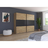 SCHWEBETÜRENSCHRANK 261/210/59 cm 2 Tür(en)-türig Grau, Eiche Artisan, Alufarben  - Alufarben/Eiche Artisan, MODERN, Holzwerkstoff/Metall (261/210/59cm) - Rauch Möbel