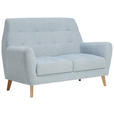 2-SITZER-SOFA in Webstoff Blau  - Blau/Eichefarben, Design, Holz/Textil (160/105/84cm) - Carryhome