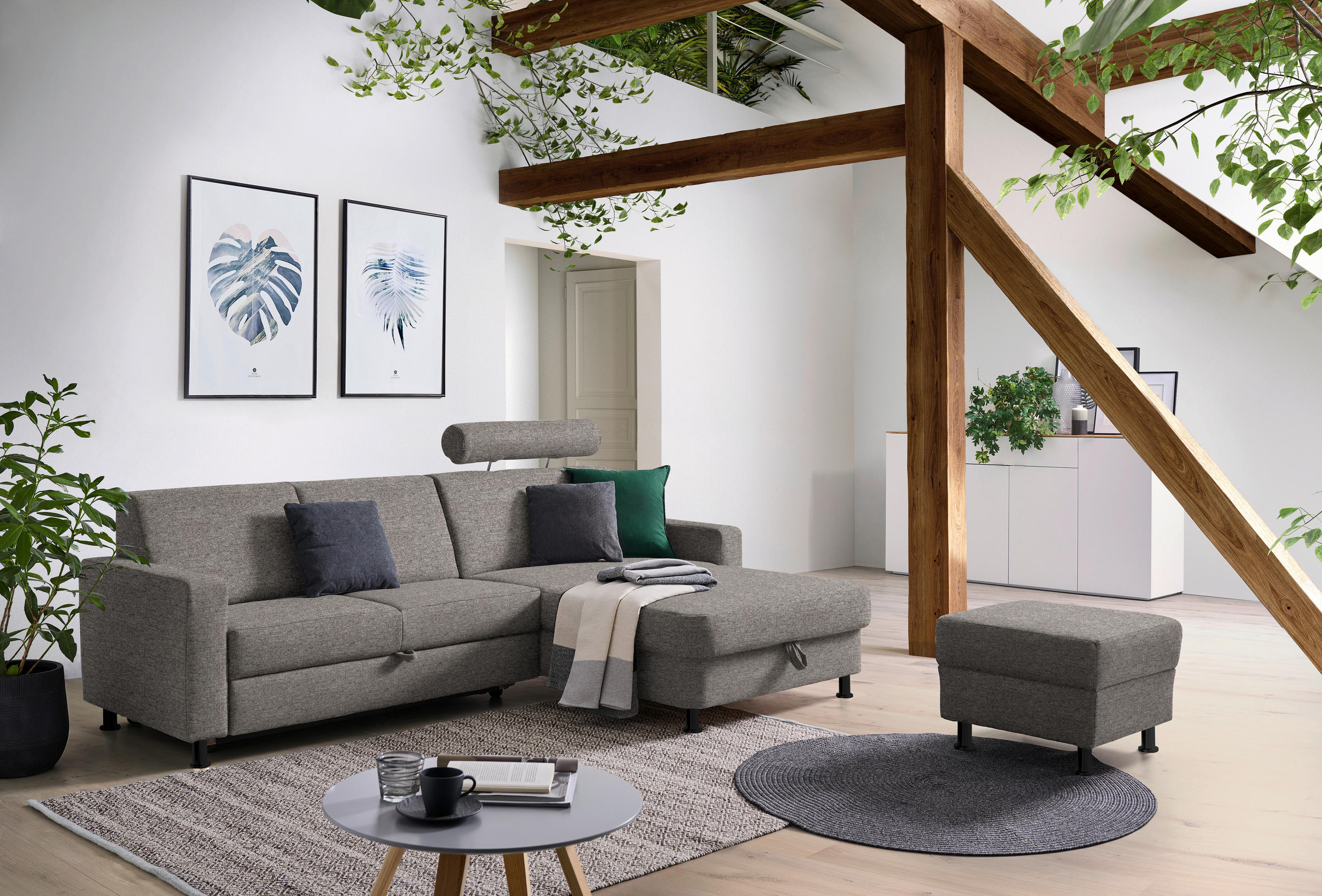 ECKSOFA in Webstoff Grau  257/165 cm  - Schwarz/Grau, Design, Kunststoff/Textil (257/165cm) - Xora