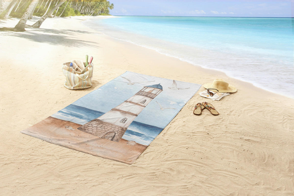 STRANDTUCH Good Morning Blau, Hellblau 100/180 cm  - Blau/Hellblau, Basics, Textil (100/180cm)