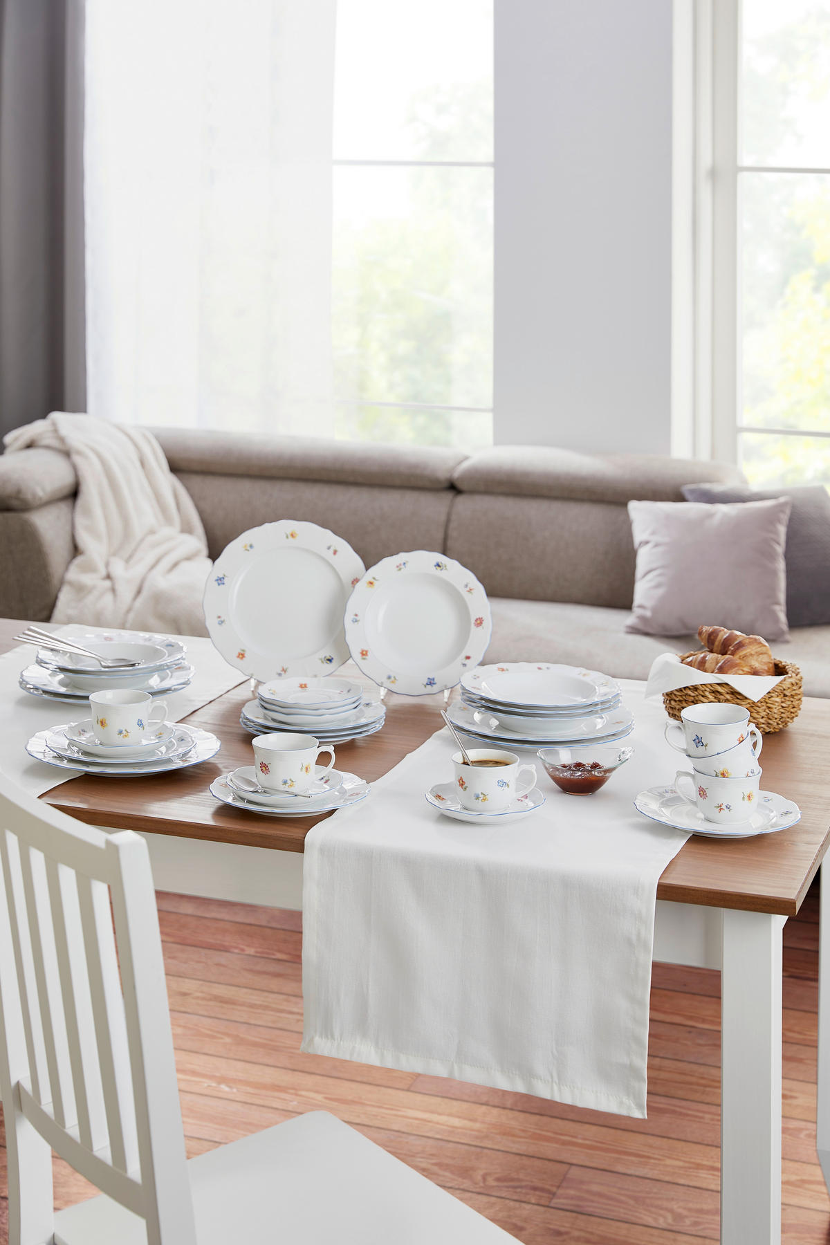 Tafelservice Sonate Porzellan Multicolor, Weiß Sonate 12-teilig  - Multicolor/Weiß, ROMANTIK / LANDHAUS, Keramik (26/26/15cm) - Seltmann Weiden