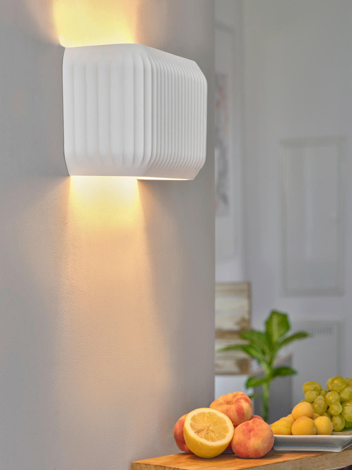 WANDLEUCHTE 33/11/15 cm   - Weiß, Basics, Stein (33/11/15cm) - Osram