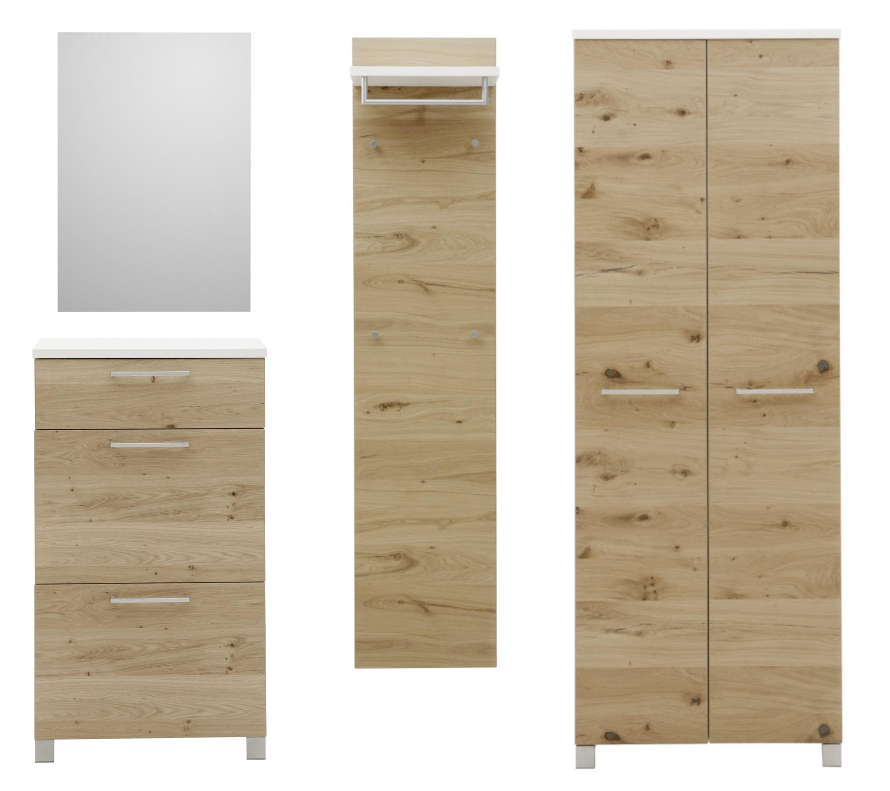 GARDEROBE Weiß, Eichefarben - Eichefarben/Weiß, Design, Holz (205/193/31cm) - Dieter Knoll