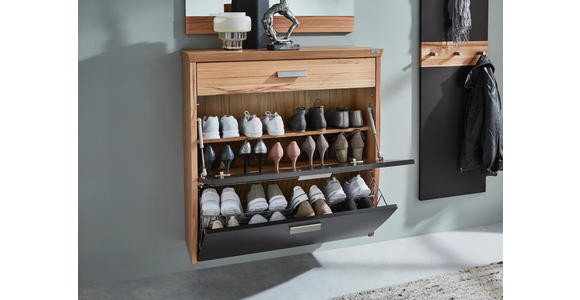 SCHUHSCHRANK 93/95/32 cm - Dunkelbraun/Silberfarben, Design, Holz/Holzwerkstoff (93/95/32cm) - Dieter Knoll