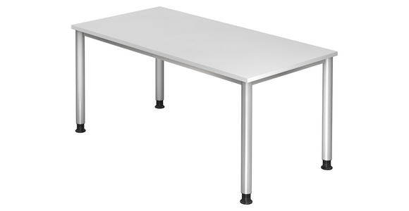 SCHREIBTISCH 160/80/68,5-81 cm  in Silberfarben, Weiß  - Silberfarben/Weiß, KONVENTIONELL, Holzwerkstoff/Metall (160/80/68,5-81cm) - Venda