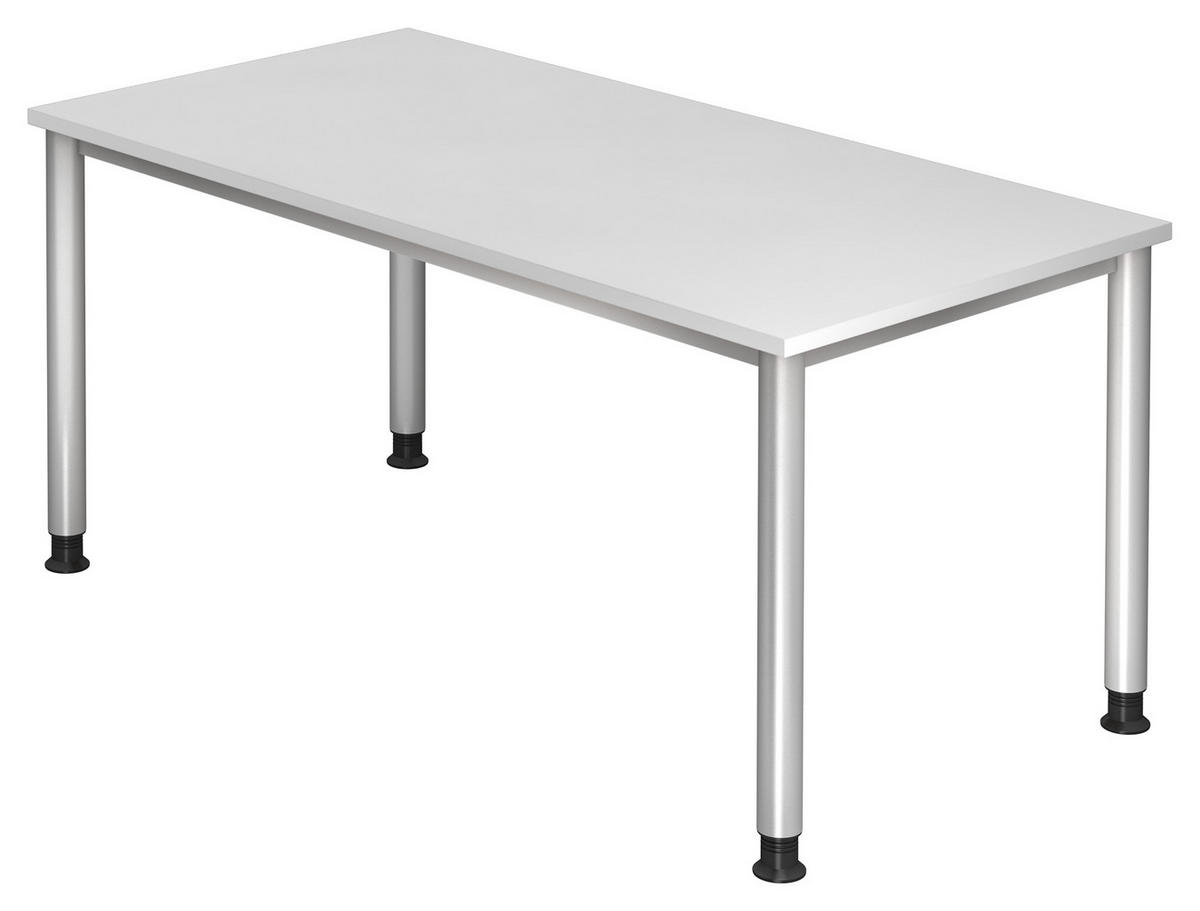 SCHREIBTISCH 160/80/68,5-81 cm  in Silberfarben, Weiß  - Silberfarben/Weiß, KONVENTIONELL, Holzwerkstoff/Metall (160/80/68,5-81cm) - Venda