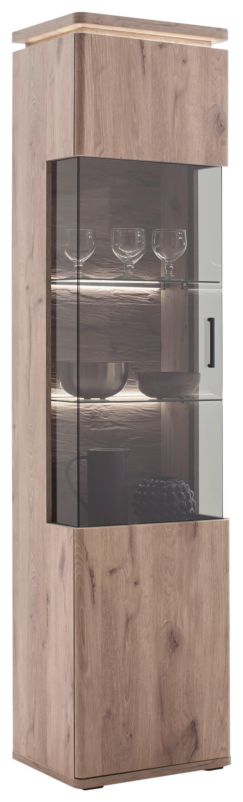 VITRINE Eiche dunkel  50/208/38 cm  - Eiche dunkel/Anthrazit, Konventionell, Glas/Holzwerkstoff (50/208/38cm) - Cantus