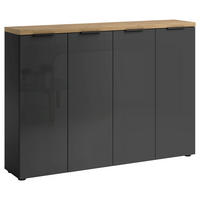 SKOSKÅP  i 160/115/34 cm  - svart/antracit, Design, metall/trämaterial (160/115/34cm) - Xora