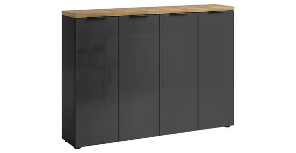 SCHUHSCHRANK 160/115/34 cm - Eichefarben/Anthrazit, Design, Holzwerkstoff/Kunststoff (160/115/34cm) - Xora