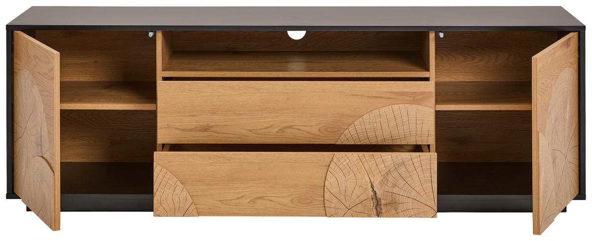 TV-SZEKRÉNY 170/56/40 cm  - tölgyfa színű/fekete, Lifestyle, faalapú anyag (170/56/40cm) - Xora