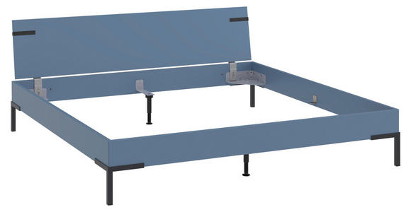 BETT 200/200 cm,  in Blau  - Blau/Schwarz, Design, Metall (200/200cm) - Xora