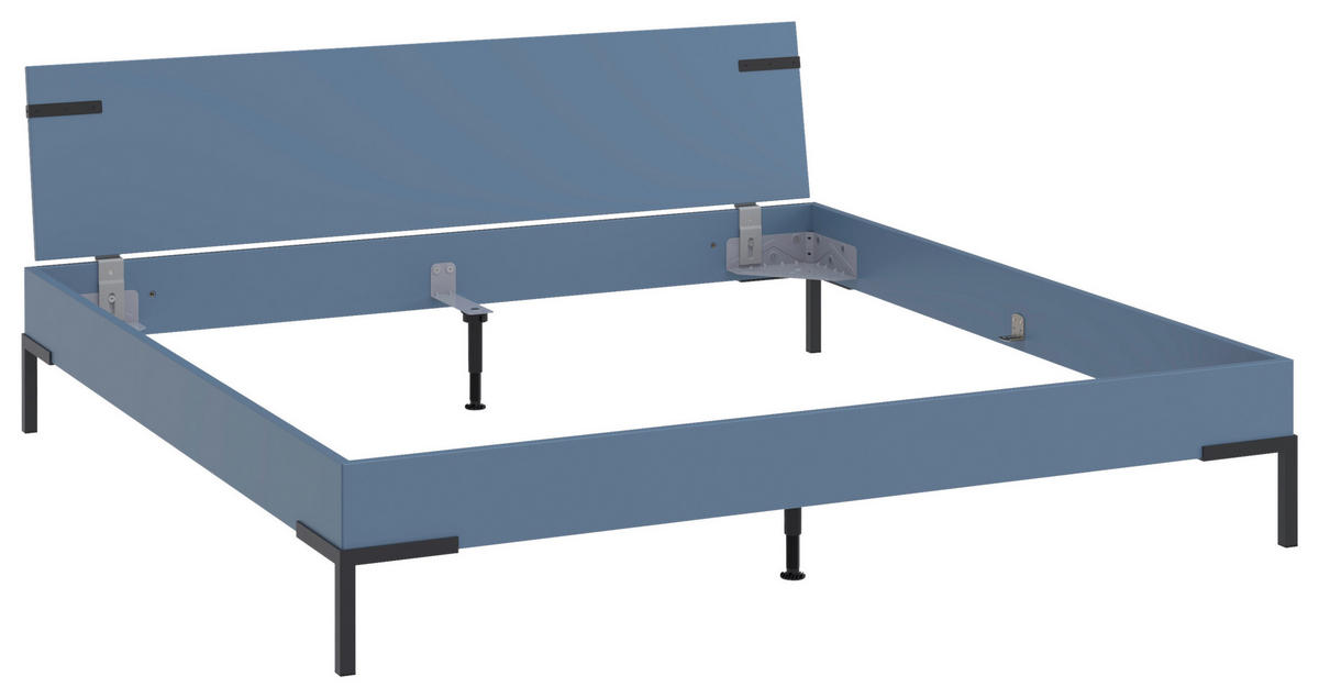 BETT 200/200 cm,  in Blau  - Blau/Schwarz, Design, Metall (200/200cm) - Xora