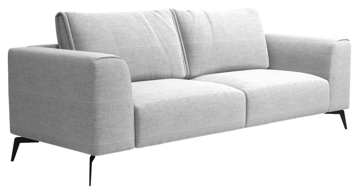 3-SITZER-SOFA beflockt Hellgrau  - Hellgrau/Schwarz, Design, Holz/Textil (246/87/88cm) - MID.YOU