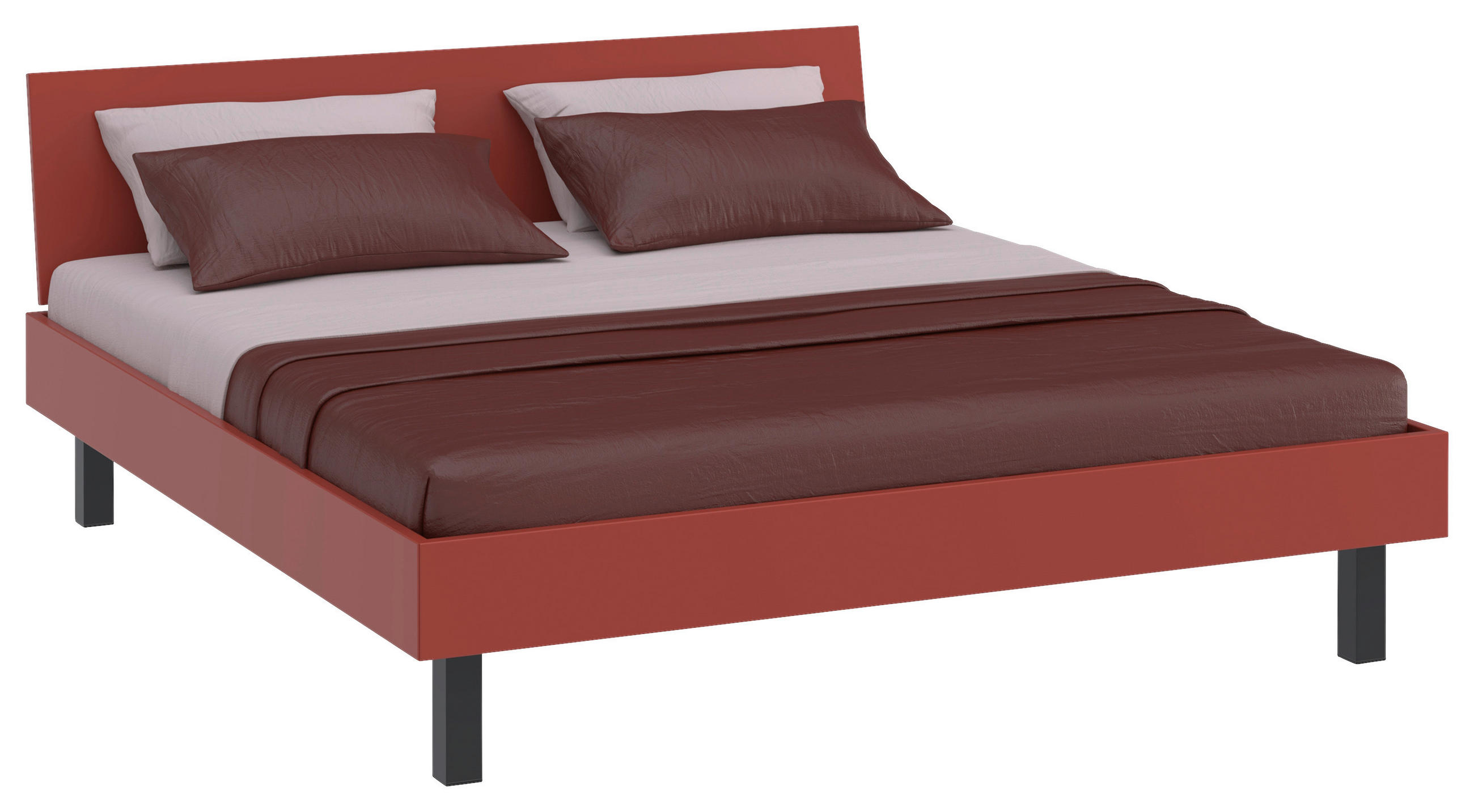 BETT 180/200 cm,  in Rot, Koralle  - Koralle/Rot, Design, Metall (180/200cm) - Xora