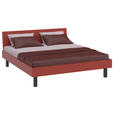 BETT 180/200 cm,  in Rot, Koralle  - Koralle/Rot, Design, Metall (180/200cm) - Xora