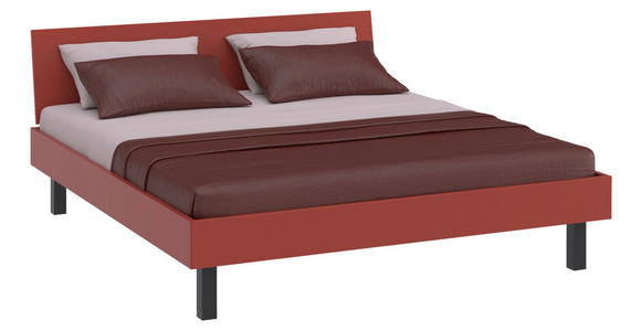 BETT 180/200 cm,  in Rot, Koralle  - Koralle/Rot, Design, Metall (180/200cm) - Xora