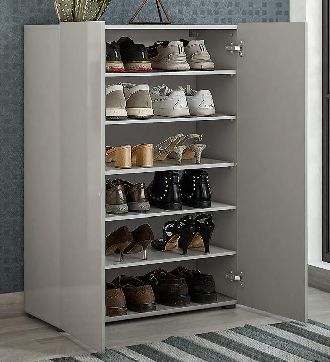 SCHUHSCHRANK Grau  - Schwarz/Grau, Design, Holzwerkstoff/Kunststoff (80/115/34cm) - Xora