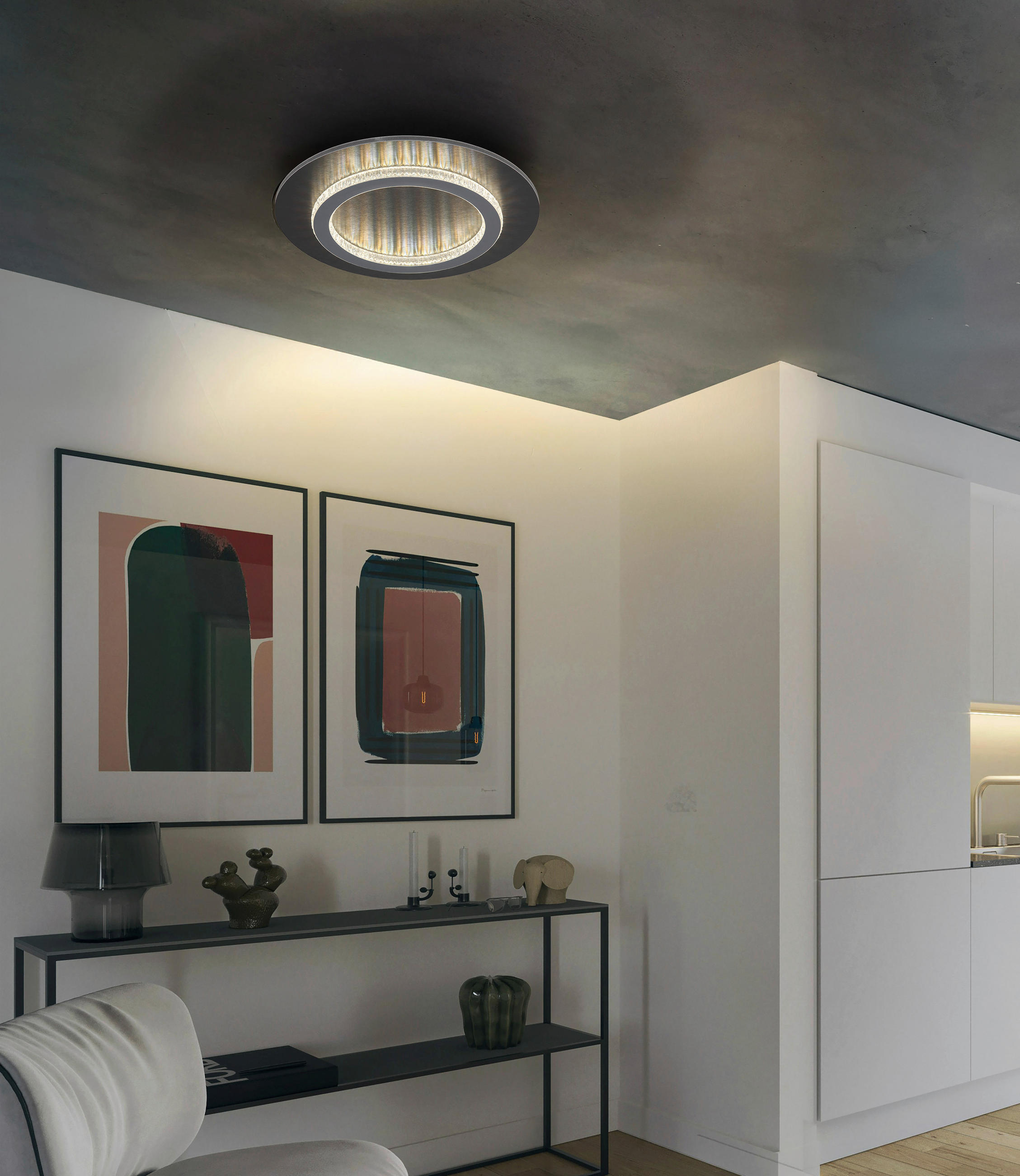 LED-DECKENLEUCHTE 35/5,5 cm   - Klar/Anthrazit, Basics, Kunststoff/Metall (35/5,5cm) - Globo