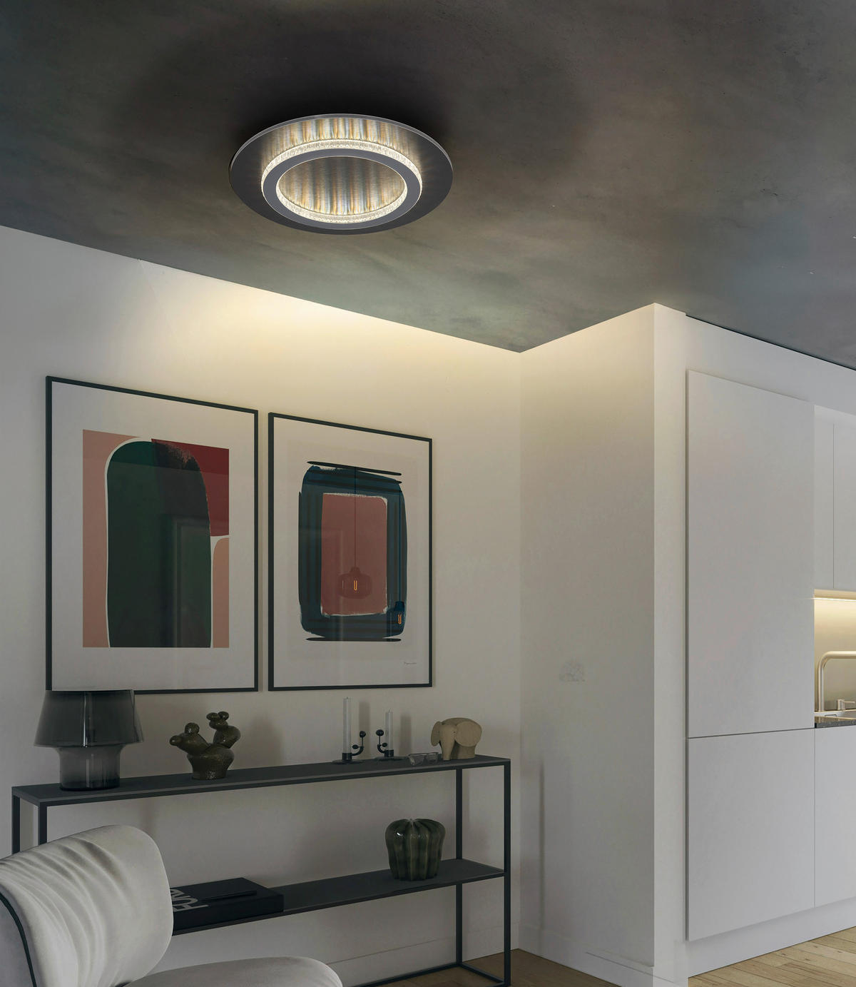 LED-DECKENLEUCHTE 35/5,5 cm   - Klar/Anthrazit, Basics, Kunststoff/Metall (35/5,5cm) - Globo