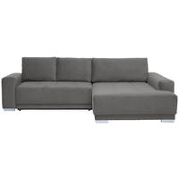 ECKSOFA 293/195 cm  in Flachgewebe Grau Rückenkissen, Bettkasten, Schlaffunktion, Rücken echt  293/195 cm  - Silberfarben/Grau, Design, Holz/Textil (293/195cm) - Cantus