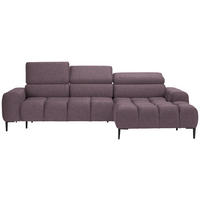 ECKSOFA in Samt, Webstoff Flieder  - Flieder/Schwarz, Design, Textil/Metall (270/177cm) - Welnova