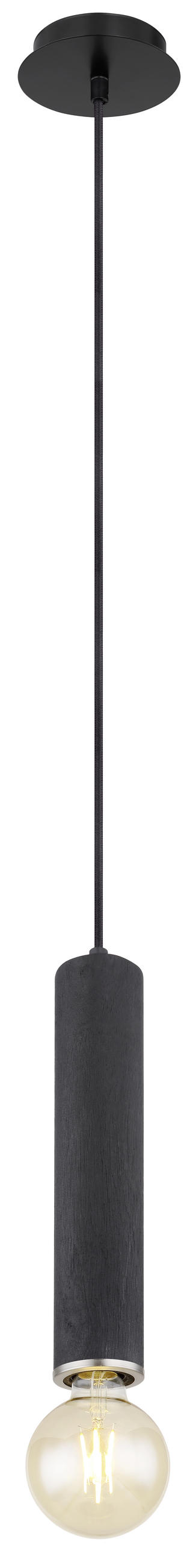 ZÁVĚSNÉ SVÍTIDLO, 12/160 cm  - černá/barvy niklu, Basics, kov/dřevo (12/160cm) - Globo