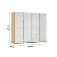 SCHWEBETÜRENSCHRANK 271/223/68 cm 4-türig Weiß, Eiche Artisan  - Chromfarben/Weiß, Design, Glas/Holzwerkstoff (271/223/68cm) - Novel