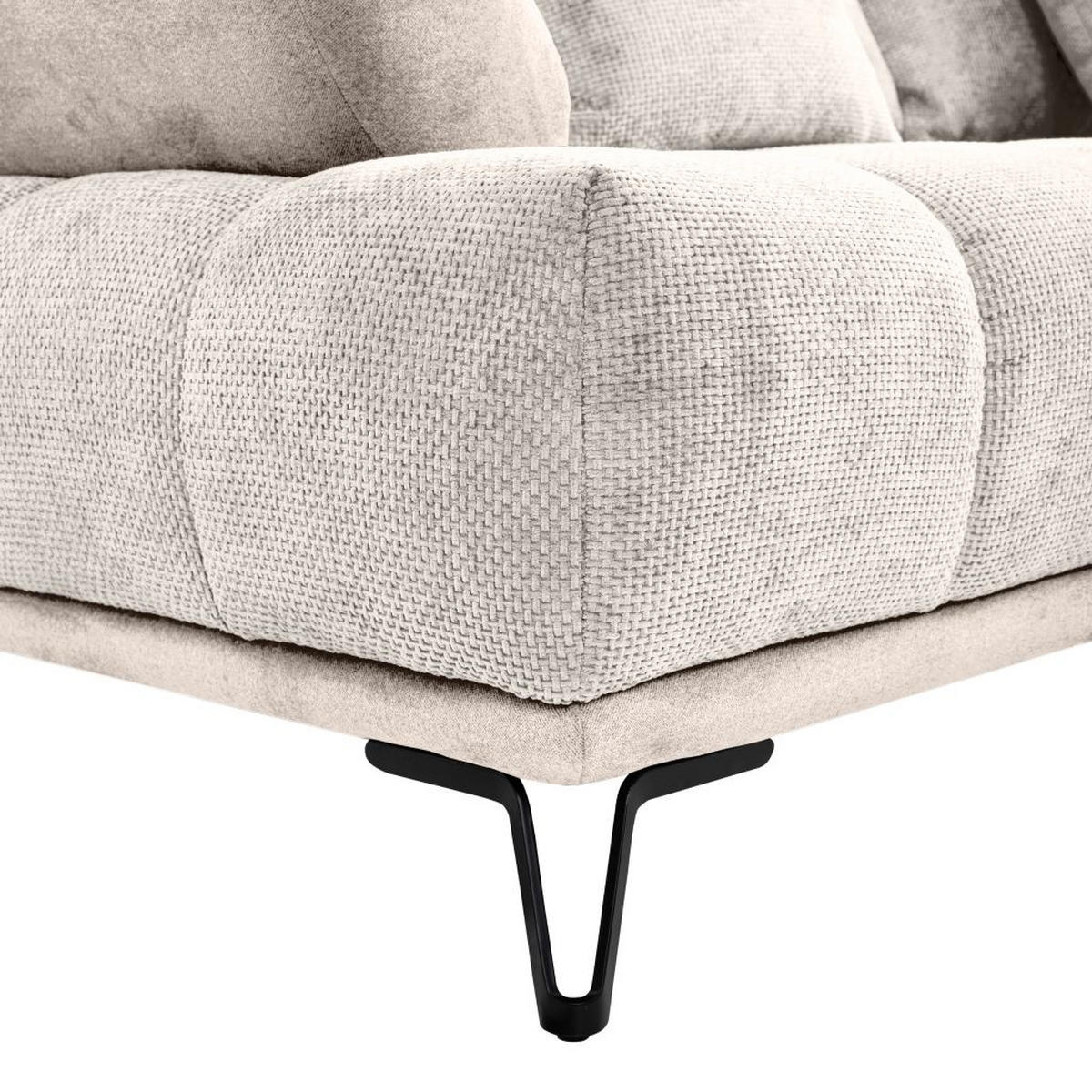 HÖRNSOFFA i chenille beige  - beige/svart, Modern, metall/textil (262/184cm) - MID.YOU
