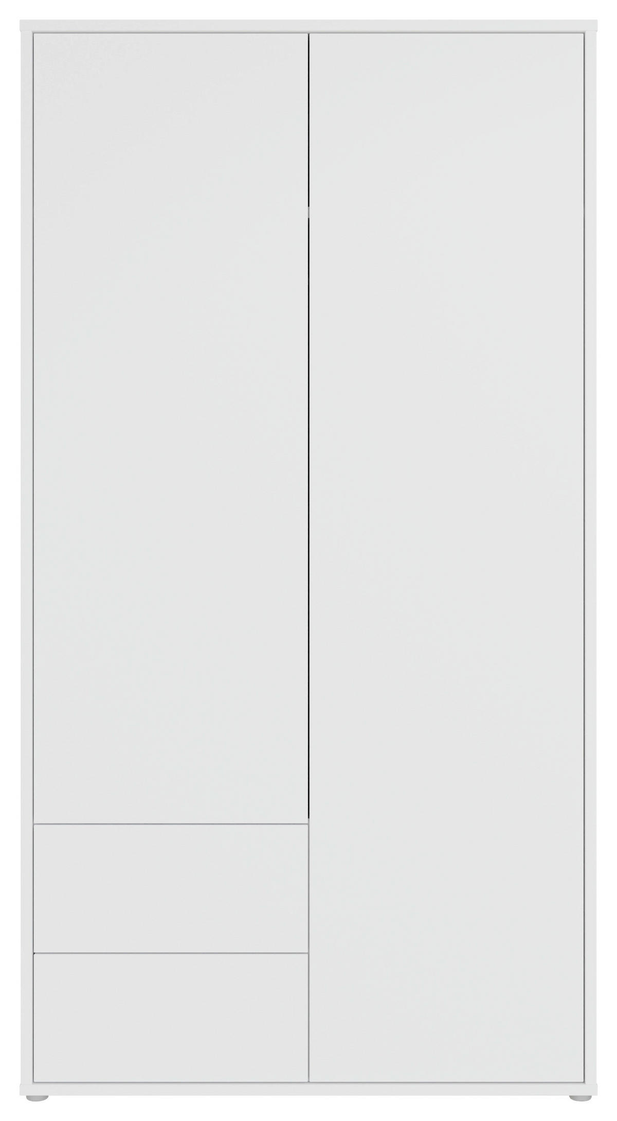 DREHTÜRENSCHRANK 115/214/60 cm,  in Weiß, 2-türig  - Weiß, Trend, Holzwerkstoff (115/214/60cm) - Carryhome