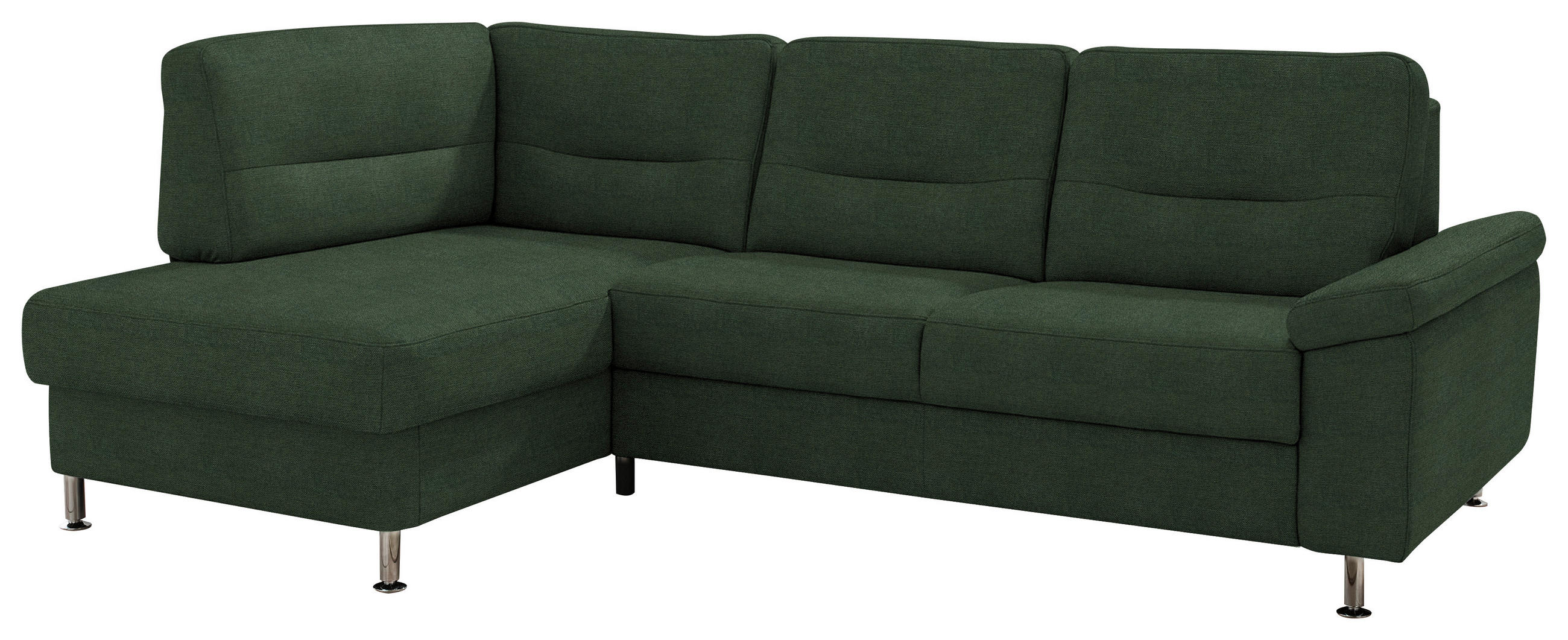 ECKSOFA Flachgewebe Grün  - Alufarben/Grün, Konventionell, Textil/Metall (160/244cm) - Beldomo Comfort