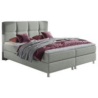 BOXBETT 140/200 cm,  in Mintgrün, Matratze, gepolstertes Kopfteil, Bettkasten, Topper, H3 = fest  - Chromfarben/Mintgrün, Design, Textil/Metall (140/200cm) - Ti'me